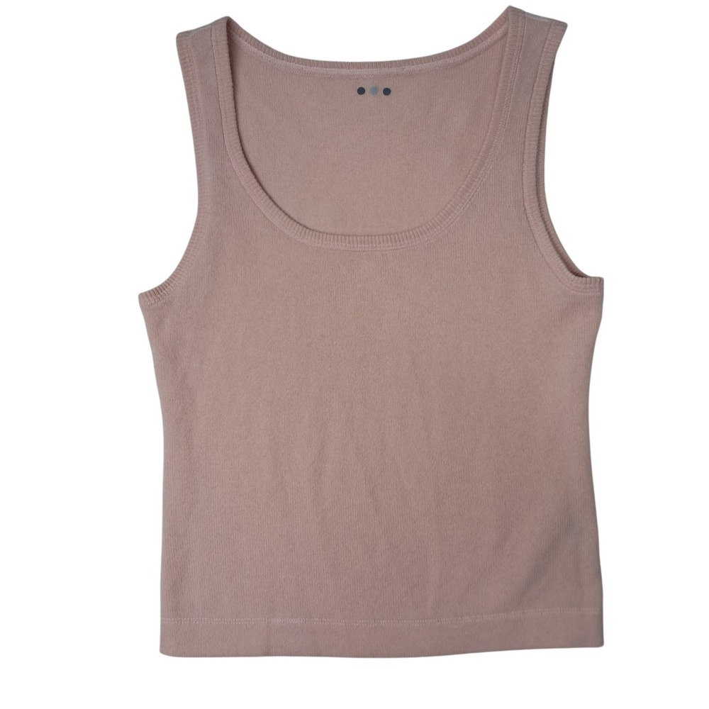Three Dots Cashmere Tank Top Womens Medium Pink Sleeveless Quiet Luxury Preppy